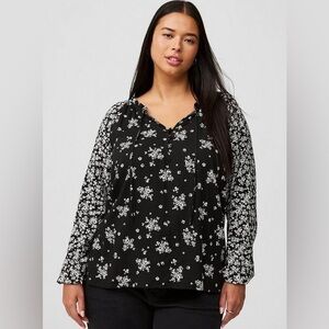 Torrid 0X Challis Front Tie Blouse